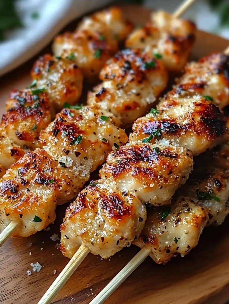 Air Fryer Garlic Parmesan Chicken Skewers