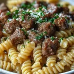 Beef and Rotini in Garlic Parmesan Sauce