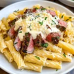 Creamy Garlic Parmesan Steak Pasta