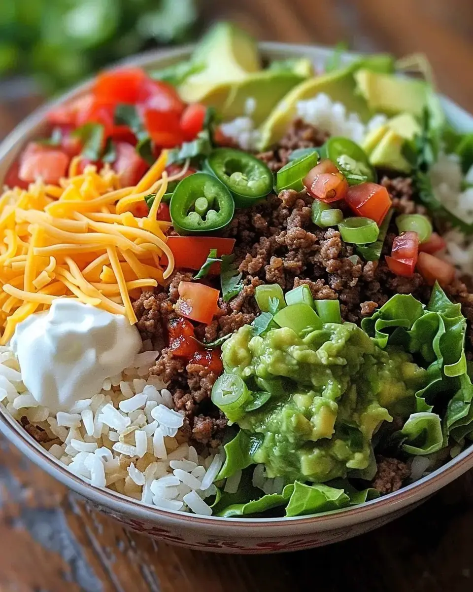 Ground Beef & Rice Burrito Bowls