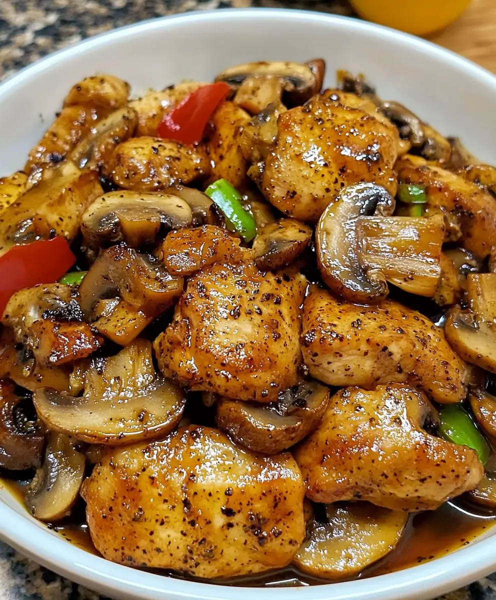 Black Pepper Chicken with Mushrooms