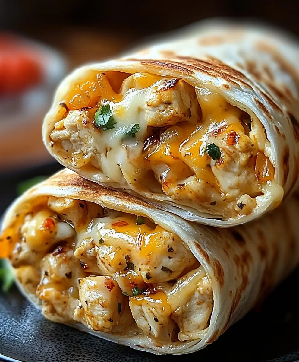 Cheesy Garlic Chicken Wraps Recipe