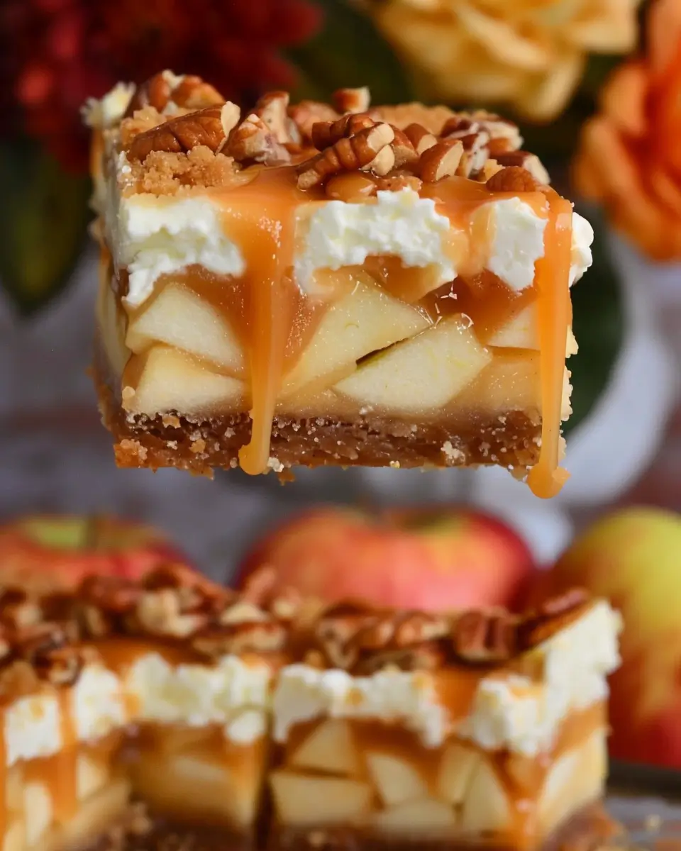 Caramel Apple Blondie Cheesecake Bars