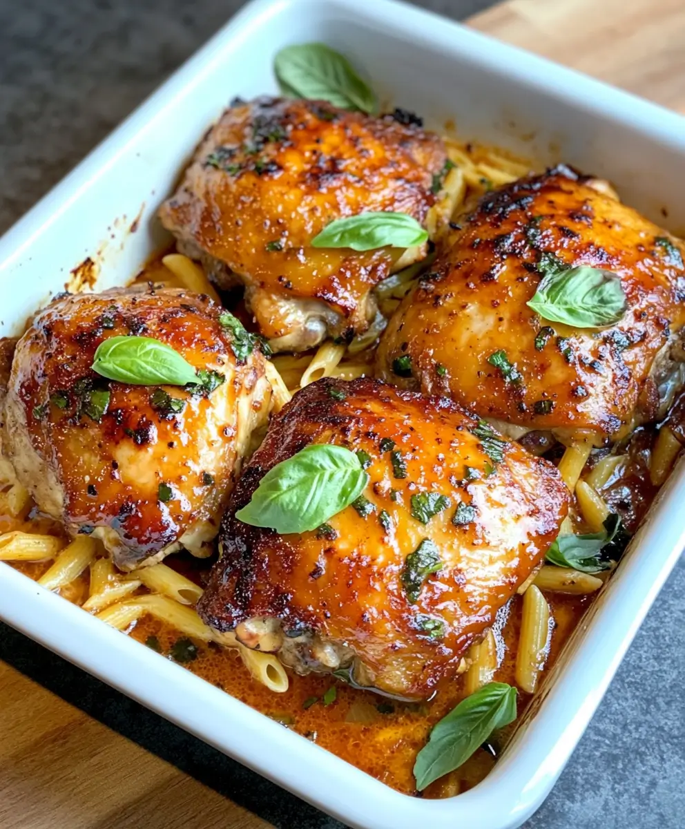 One Pan Chicken Thighs and Pasta Recipe