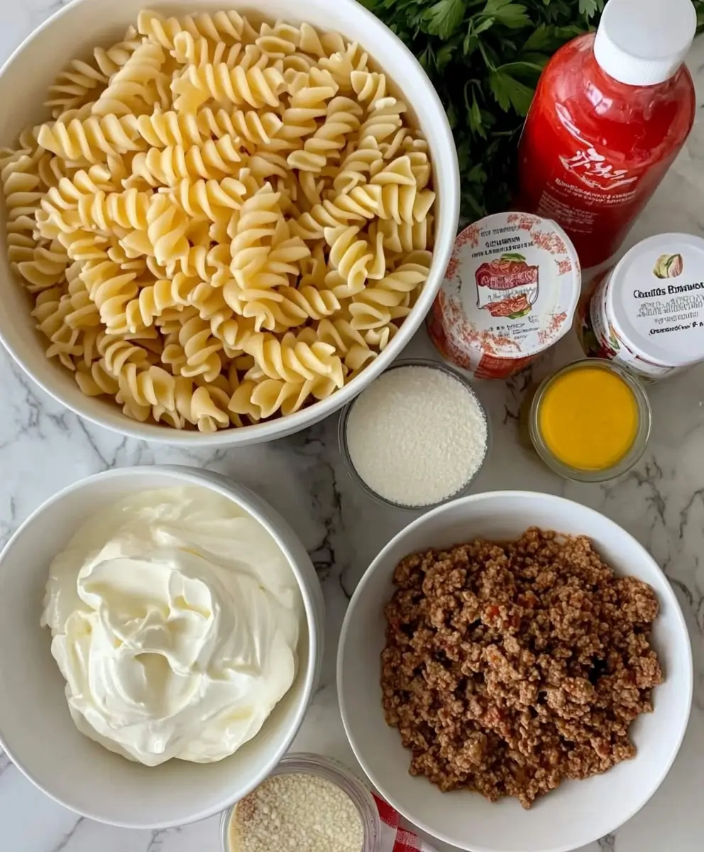 Rotini with Beef in Garlic Parmesan Velvety Sauce recipe