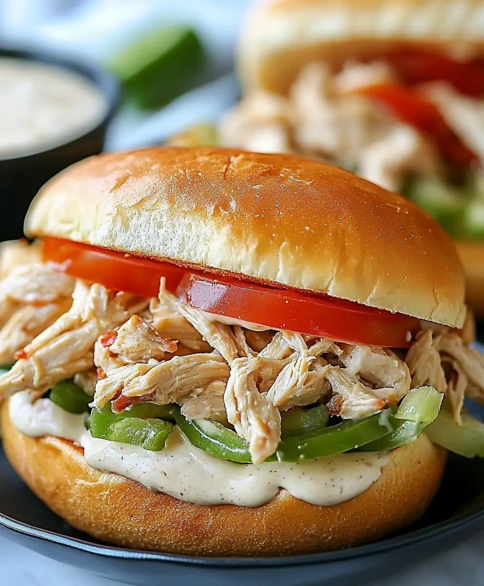 Slow Cooker Chicken Philly Sandwiches 1