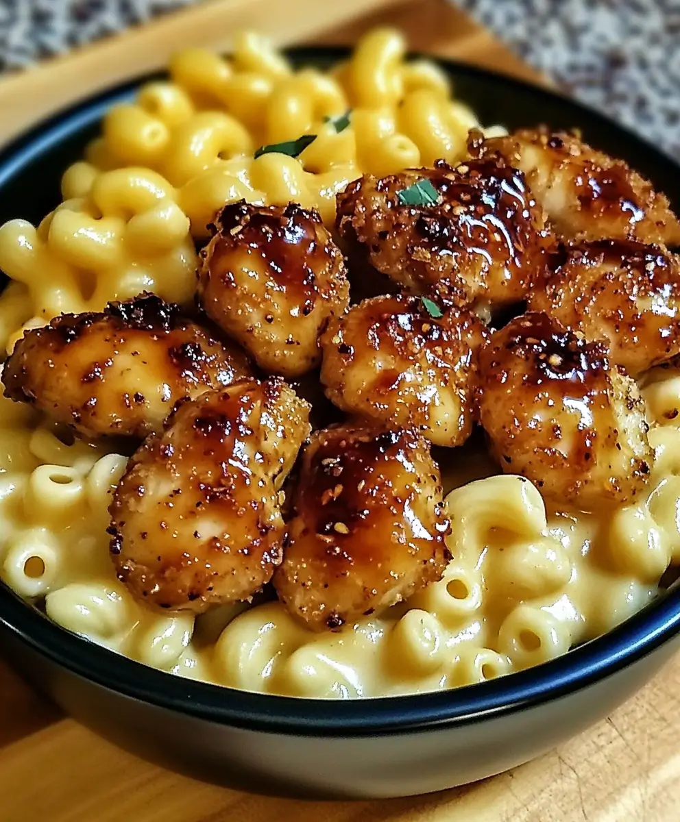 Sweet and Spicy Honey Pepper Chicken with Creamy Macaroni Cheese recipe