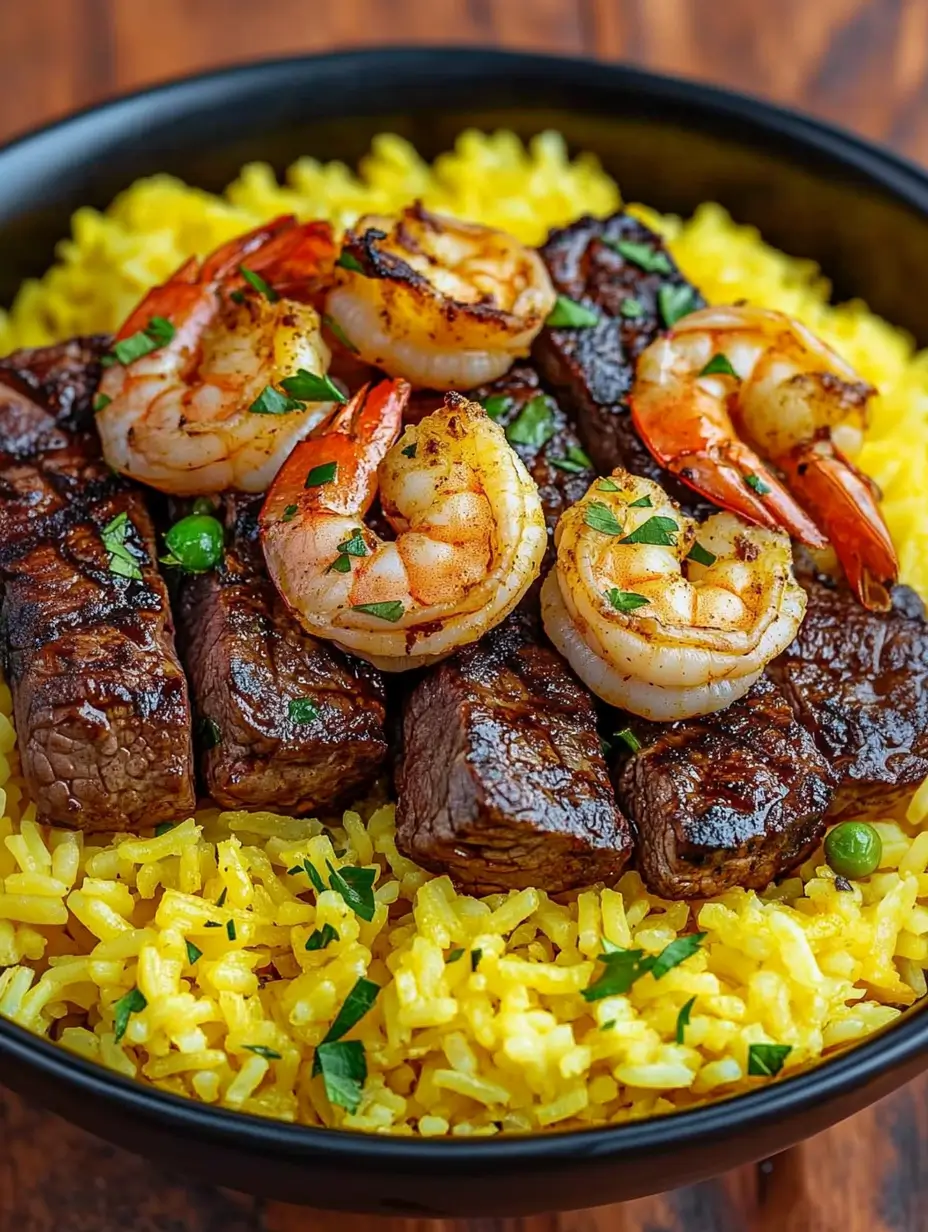 Jerk Steak & Shrimp over Yellow Rice recipe