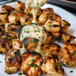Grilled Chicken Bites with Creamy Garlic Sauce
