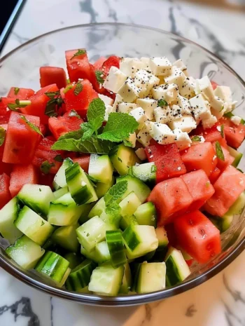 How to Make Simple Watermelon Cucumber Feta Salad