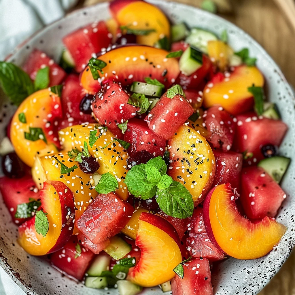 How to Make 5-Min Summer Peach Watermelon Salad
