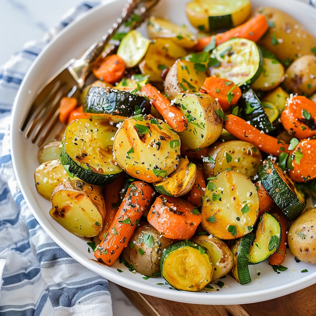How to Make Garlic Herb Roasted Potatoes Carrots and Zucchini