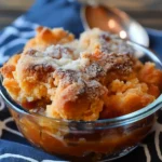 Golden, crumbly sweet potato cobbler topped with caramelized sugar, served in a glass bowl, showcasing vibrant orange hues and a rich, inviting texture.